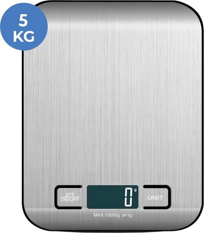 Keukenweegschaal - Digitale Keukenweegschaal - 1G tot 5KG - Inclusief batterijen - LCD-Scherm - Tarra functie - Zilver