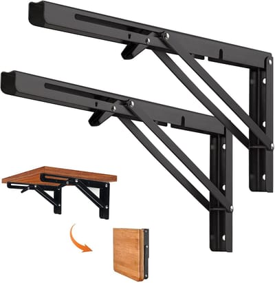 2 stuks opvouwbare plankbeugel 400 mm/16 inch, wandplank, opvouwbare beugels voor magnetron, camper-accessoirebeugel, stalen opvouwbare console, camper-accessoires 80 kg draagvermogen - Cyslmuk