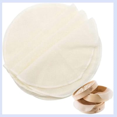 Herbruikbare Stoommat van Katoen, Ronde Vochtige Mat voor Stoommandjes en Dim Sum, 28 cm, Set van 5 voor Perfecte Stoomresultaten