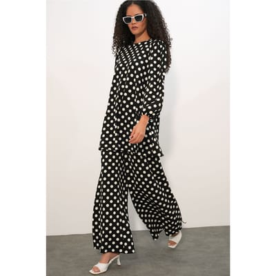 Gelaagde Lange Mouwen Tuniek en Wijd Been Broek Set