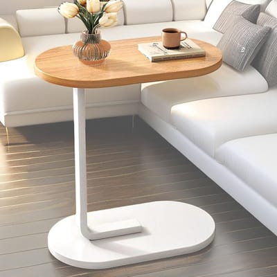 HAUSS SPOLE Bijzettafel - 45x30x63 cm - Ovale Bijzettafel - edtafel en Laptoptafel - Laptop desk - Bijzettafel Bank - Bijzettafel - Nachtkastje -Hout & Metaal-Bruin