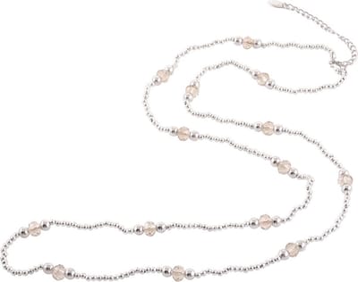 Behave - Ketting - 90 cm lang - Zilverkleur - Bruin facet geslepen glaskralen
