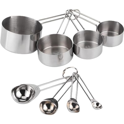 8 Stuks/Set Roestvrijstalen Maatbeker Lepel met Schalen Keuken Koken BakbenodigdhedenZilver zilver