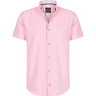 Cappuccino Italia - Heren Overhemden Korte Mouw Roze - Roze - Maat S