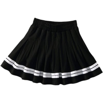 Meisjes geplooide rok Koreaanse hoge taille rok Lente zomer school rok Kinderen gestreepte prestatie rok 120 black