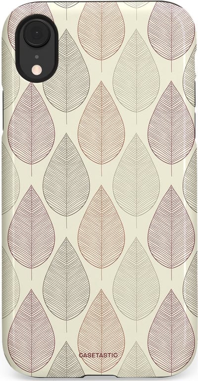 Casetastic hoesje geschikt voor Apple iPhone XR - Dubbellaagse bescherming - Botanisch retro bladeren dans - Fashion Case - Crème