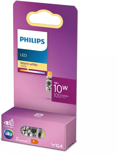 Energiezuinige Philips LED Capsule Transparant - 10 W - G4 - warmwit licht - Bespaar op energiekosten