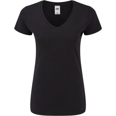 Dames-T-shirt met V-hals Fruit of the Loom Iconic 150
