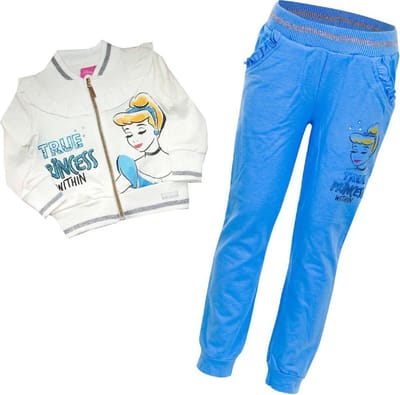 Disney Princess joggingpak / trainingspak - Assepoester - wit/blauw/zilver - maat 98/104 (4 jaar)