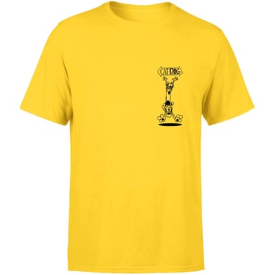 CatDog Pocket Unisex T-Shirt - Geel - S