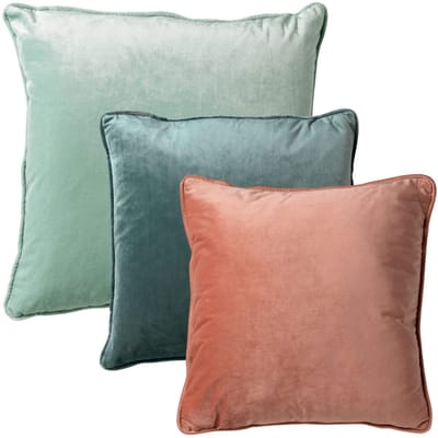Dutch Decor - KUSSENSET - 3-delig - Velvet Layers - 60x60 cm, 45x45 cm - inclusief binnenkussens - groen, roze - Met Ritssluiting – Decoratie Kussens - Comfortabele kussentjes voor op de Bank