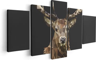 Artaza Canvas Schilderij Vijfluik Origami Hertenkop - Hert - Abstract - 100x50 - Foto Op Canvas - Canvas Print