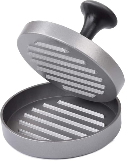 Burgerpers Set - Vleesvormer - Lekkere Burgers Maken - Anti-aanbaklaag - 12 cm Diameter - Zilver