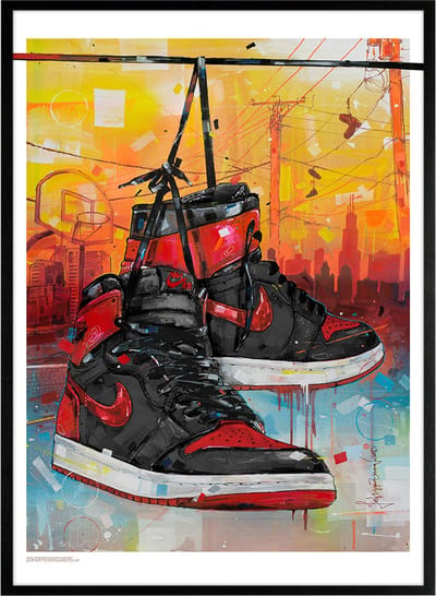 Sneaker print powerlines banned bred 51x71 cm *ingelijst & gesigneerd