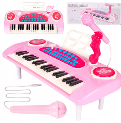 Playos® - Keyboard met Microfoon - Roze - 37 Toetsen - AUX-Aansluiting - 29 Ritmes, Geluiden en Effecten - Muzikaal Speelgoed - Piano -