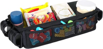 Kinderwagen Organizer - Caddy Tas - Ouderschapsbenodigdheden - Kindvriendelijk Snackbakje - 40x20x7cm - Zwart