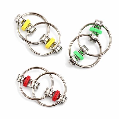 3 stuks - Key Chain - Metalen ringen - Friemel ringen - Sleutelringen - Fidget toys - Groen/geel/rood