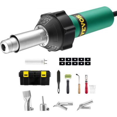 VEVOR Heteluchtlasapparaat voor kunststof, 1600W heteluchtpistool, 50-600°C PVC TPO Vinyl lasbrander, Heteluchtlasapparaatset met 11 accessoires - Gereedschapskist, mondstuk, rol, messen voor PP/PE/PVC