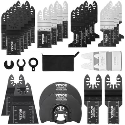 VEVOR 33x zaagblad Multifunctioneel gereedschap 8 typen Oscillerende gereedschappen Hoog koolstofstaal (HCS) Snelwisselinterface Compatibel met 95% van de oscillerende gereedschappen op de markt
