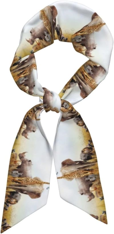 Satijnen Sjaal - Hoofddoek Haarband - Mode Accessoire - Dierenprint - 119 cm - Zwart