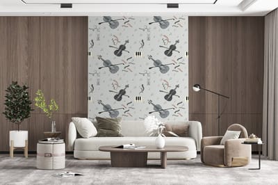 Behang - Fotobehang Patroon - Muziek - Viool - Breedte 165 cm x hoogte 220 cm