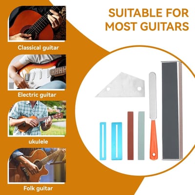 Dailygoods- Gitaar Luthier Tool Kit Professioneel - Gitaar Fret Kroonvijl - Slijpsteen - Vingerboard Guard - Fret Rocker Nivellering - Roestvrij Staal - Gitaar Gereedschap