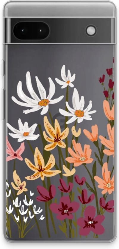 Case Company® - Hoesje geschikt voor Google Pixel 6a hoesje - Painted wildflowers - Soft Cover Telefoonhoesje - Bescherming aan alle Kanten en Schermrand