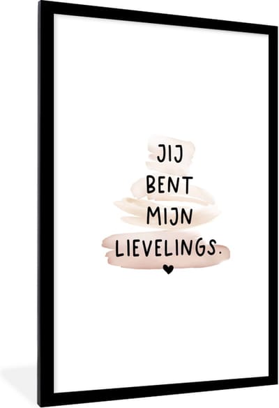 Fotolijst incl. Poster - Quotes - Spreuken - Jij bent mijn lievelings - Liefde - 80x120 cm - Posterlijst