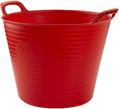 Plasticforte flexibele emmer/kuip - rood - kunststof - rond - 25 liter - 42 x 38 x 33 cm - wasmanden - tuinafval - speelgoed