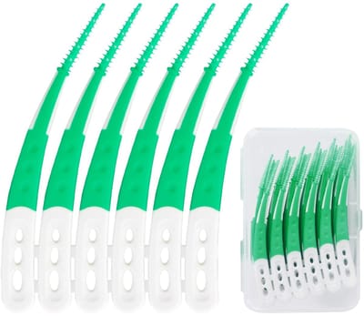 Dailygoods- Interdentale Borstels 60 Stuks - Zachte Siliconen - Gebogen Vorm - Tandenreiniging - Opbergdoos - Mondgezondheid Bescherming - Tussenruimteborstels