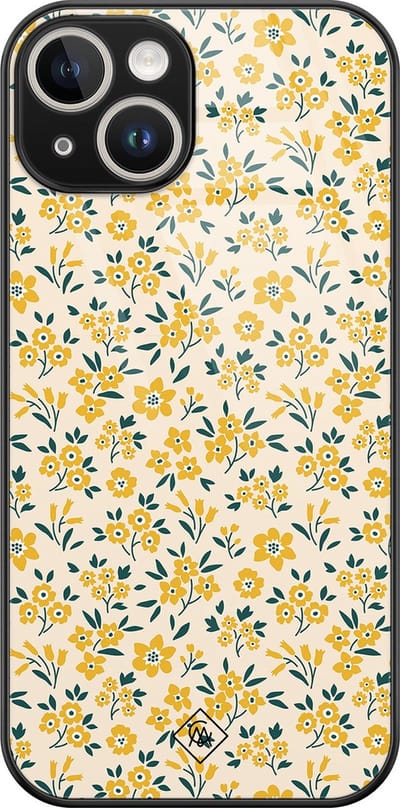 Casimoda® hoesje - Geschikt voor iPhone 14 - Yellow Garden - Luxe Hard Case Zwart - Backcover telefoonhoesje - Geel