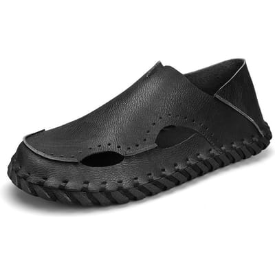 Heren Sandalen Zomer Nieuw Jeugd Trendy Persoonlijkheid Handgemaakt Strand Gesloten Teen Stijlvolle Outdoor Slippers 46 zwart