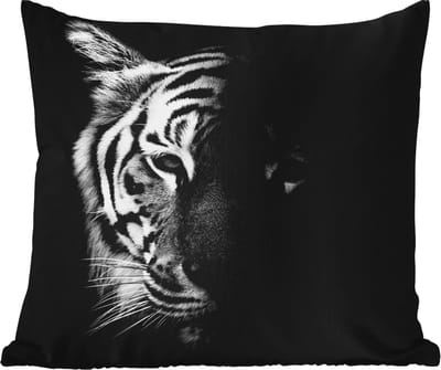 Buitenkussen - Tijger - Dieren - Wild - Zwart - Wit - 45x45 cm - Weerbestendig