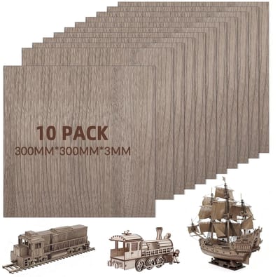 Multiplex Platen - Houten Planken - Houtbewerking Knutselen - 10 Stuks 3mm Dik - 30x30cm - Walnoot