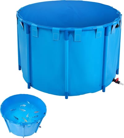 Opvouwbare PVC Visvijver - Rond Koi Aquarium - 1700 Liter Capaciteit - Stevig Frame - Aftapkraan - Voor Kweken Van Koi En Goudvissen - Blauw