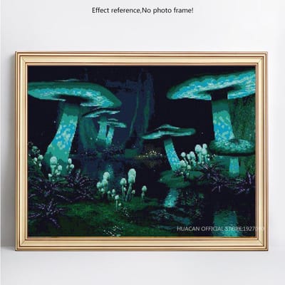 Peinture Diamant 5D DIY Dessin Animé Champignon Diamant Strass Rond Plein Dill 20X30CM blue