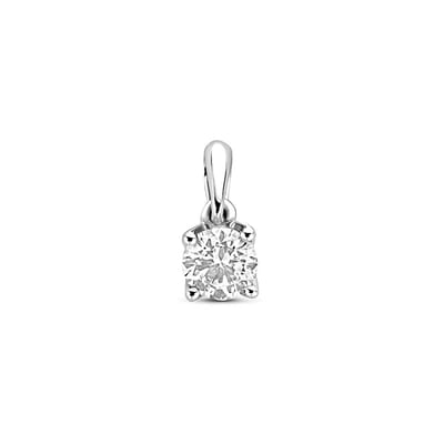 14K witgouden hanger lab grown diamant 0.25ct h si 9,5 mm - 4106437