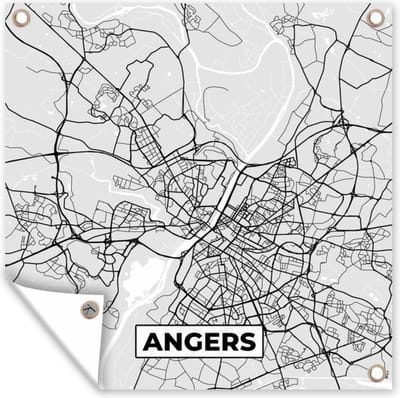 Tuin poster Frankrijk - Plattegrond - Kaart - Angers - Stadskaart - 200x200 cm - Tuindoek