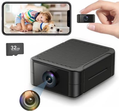 Fokelyi Spy Camera-mini Verborgen camera-Draadloze - 1080P Full HD -Bewegingsdetectie en NachtzichtWifi ，met App-beveiligingscamera voor Binnen-Met Wifi voor binnen en buiten-Inclusief een geheugenkaart van 32 GB.