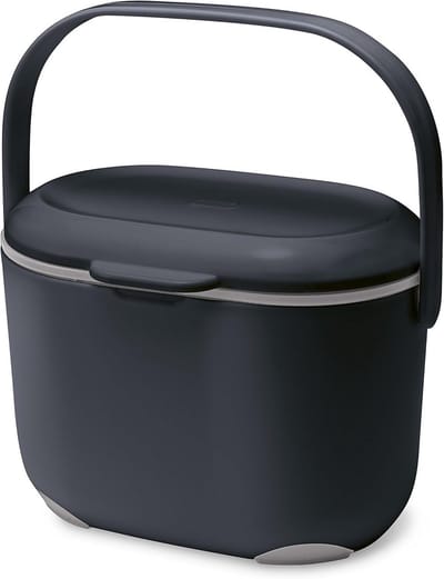Compostbak met Deksel en Handvat 2,5 Liter Zwart Keukenafval
