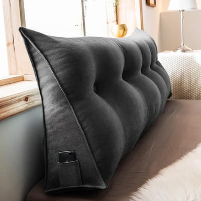 Driehoekig Wigkussen - Lendensteun Rugkussen - Lezen Op Bed - Zachte Pluche Stof - 99 x 50 x 20 cm
