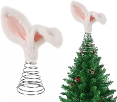 Boomtopversiering - 26 cm Grote Paasboomtopversiering met Konijnenoortjes - Metalen Spiraalornament - Kerstboomversiering - Perfect voor Schattige Lente - Feestelijke Huisdecoratie En Feestcadeaus