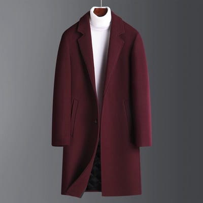 Winterwollen jas Heren Casual Pakkraag Trend Lang Klem Katoen Verdikte Wollen Jas Jeugdmode M/170 black