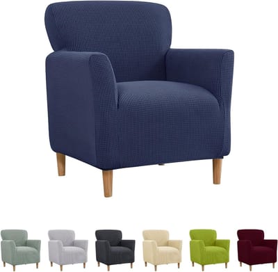 Verstelbare Stoelhoes van Elastisch Fluweel voor Beklede Stoelen - Zachte Bescherming voor Woonkamer en Kantoor, Universele Pasvorm (Marineblauw)