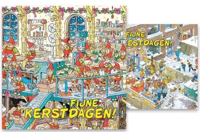 Jan van Haasteren kerstdoosje - Kerstelfen - Kerstfeest in de tuin