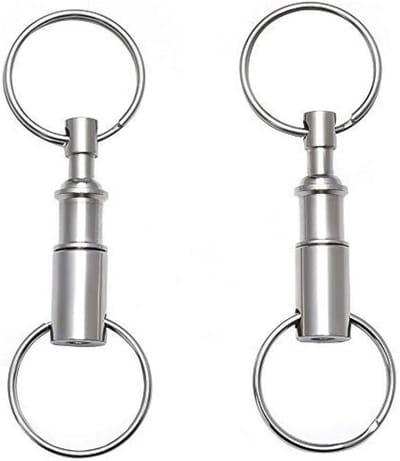 TOVBMUP Snel te openen sleutelhanger - Sleutelhanger - Afneembare metalen sleutelhanger - Dubbele sleutelhanger - Handig accessoire - Set van 2 stuks - Zilver