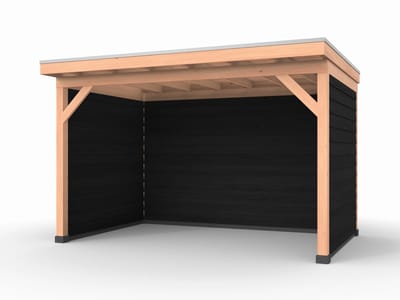 Douglas overkapping, 400 x 250, met achterwand en twee zijwanden, Westwood Comfort Plus Zwart