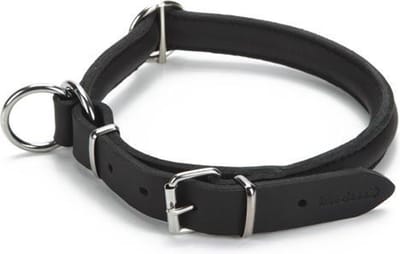Beeztees leren halsband Djenga. Zwart. 45 cm.