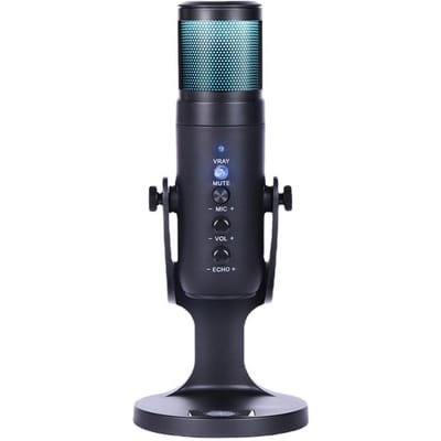 USB-condensatormicrofoon Tafelmodel RGB-microfoon met standaard Computer PC Plug & Play zwart