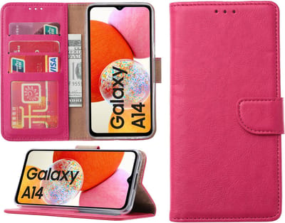 Samsung Galaxy A14 hoesje - Bookcase met pasjeshouder - Roze